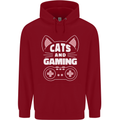 Cats and Gaming Funny Gamer Childrens Kids Hoodie Red