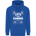 Cats and Gaming Funny Gamer Childrens Kids Hoodie Royal Blue
