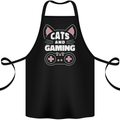 Cats and Gaming Funny Gamer Cotton Apron 100% Organic Black