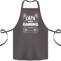 Cats and Gaming Funny Gamer Cotton Apron 100% Organic Dark Grey