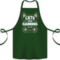Cats and Gaming Funny Gamer Cotton Apron 100% Organic Forest Green