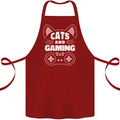 Cats and Gaming Funny Gamer Cotton Apron 100% Organic Maroon
