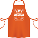 Cats and Gaming Funny Gamer Cotton Apron 100% Organic Orange