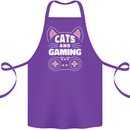 Cats and Gaming Funny Gamer Cotton Apron 100% Organic Purple