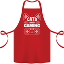 Cats and Gaming Funny Gamer Cotton Apron 100% Organic Red