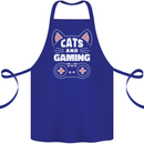 Cats and Gaming Funny Gamer Cotton Apron 100% Organic Royal Blue