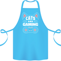 Cats and Gaming Funny Gamer Cotton Apron 100% Organic Turquoise