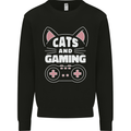 Cats and Gaming Funny Gamer Kids Sweatshirt Jumper Black