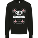 Cats and Gaming Funny Gamer Kids Sweatshirt Jumper Black