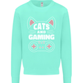 Cats and Gaming Funny Gamer Kids Sweatshirt Jumper Peppermint