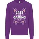 Cats and Gaming Funny Gamer Kids Sweatshirt Jumper Purple