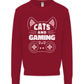 Cats and Gaming Funny Gamer Kids Sweatshirt Jumper Red
