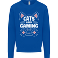 Cats and Gaming Funny Gamer Kids Sweatshirt Jumper Royal Blue