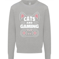Cats and Gaming Funny Gamer Kids Sweatshirt Jumper Sports Grey