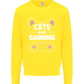 Cats and Gaming Funny Gamer Kids Sweatshirt Jumper Yellow
