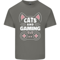 Cats and Gaming Funny Gamer Kids T-Shirt Childrens Charcoal