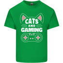 Cats and Gaming Funny Gamer Kids T-Shirt Childrens Irish Green