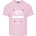 Cats and Gaming Funny Gamer Kids T-Shirt Childrens Light Pink