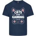 Cats and Gaming Funny Gamer Kids T-Shirt Childrens Navy Blue