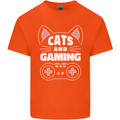 Cats and Gaming Funny Gamer Kids T-Shirt Childrens Orange