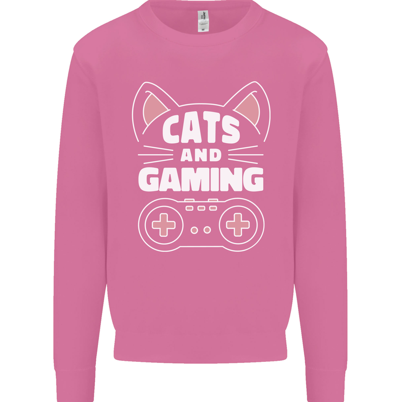 Cats and Gaming Funny Gamer Mens Sweatshirt Jumper Azalea