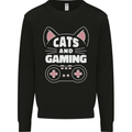 Cats and Gaming Funny Gamer Mens Sweatshirt Jumper Black