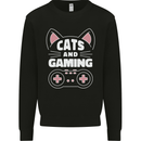 Cats and Gaming Funny Gamer Mens Sweatshirt Jumper Black