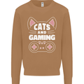 Cats and Gaming Funny Gamer Mens Sweatshirt Jumper Caramel Latte
