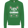 Cats and Gaming Funny Gamer Mens Sweatshirt Jumper Irish Green