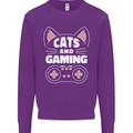 Cats and Gaming Funny Gamer Mens Sweatshirt Jumper Purple