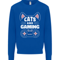 Cats and Gaming Funny Gamer Mens Sweatshirt Jumper Royal Blue