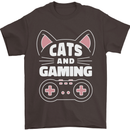 Cats and Gaming Funny Gamer Mens T-Shirt 100% Cotton Dark Chocolate