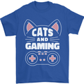 Cats and Gaming Funny Gamer Mens T-Shirt 100% Cotton Royal Blue