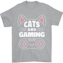 Cats and Gaming Funny Gamer Mens T-Shirt 100% Cotton Sports Grey