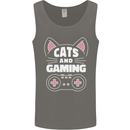 Cats and Gaming Funny Gamer Mens Vest Tank Top Charcoal