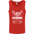 Cats and Gaming Funny Gamer Mens Vest Tank Top Red