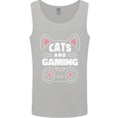 Cats and Gaming Funny Gamer Mens Vest Tank Top Sports Grey