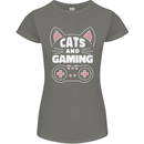 Cats and Gaming Funny Gamer Womens Petite Cut T-Shirt Charcoal