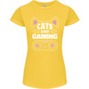 Cats and Gaming Funny Gamer Womens Petite Cut T-Shirt Yellow