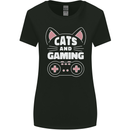 Cats and Gaming Funny Gamer Womens Wider Cut T-Shirt Black