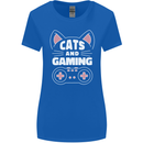 Cats and Gaming Funny Gamer Womens Wider Cut T-Shirt Royal Blue