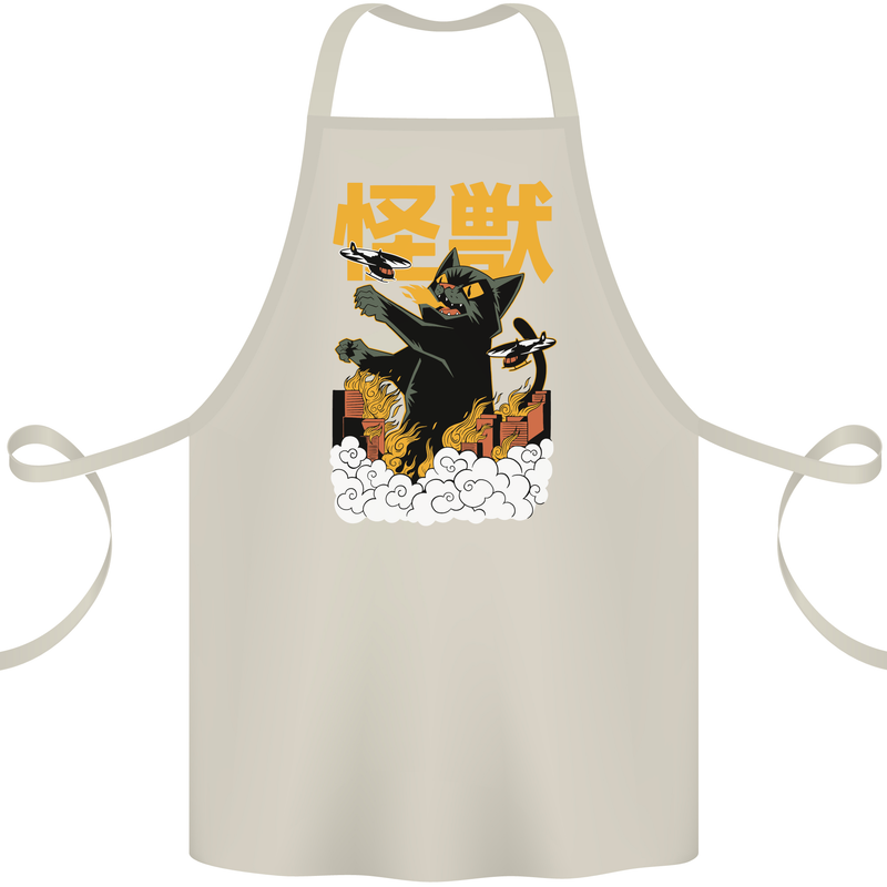 Catzilla Funny Cat Monster Parody Cotton Apron 100% Organic Natural