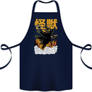 Catzilla Funny Cat Monster Parody Cotton Apron 100% Organic Navy Blue
