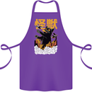 Catzilla Funny Cat Monster Parody Cotton Apron 100% Organic Purple