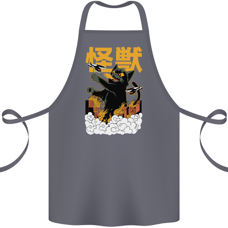 Catzilla Funny Cat Monster Parody Cotton Apron 100% Organic Steel