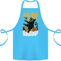 Catzilla Funny Cat Monster Parody Cotton Apron 100% Organic Turquoise