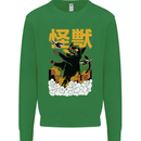 Catzilla Funny Cat Monster Parody Kids Sweatshirt Jumper Irish Green