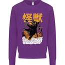 Catzilla Funny Cat Monster Parody Kids Sweatshirt Jumper Purple