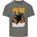 Catzilla Funny Cat Monster Parody Kids T-Shirt Childrens Charcoal