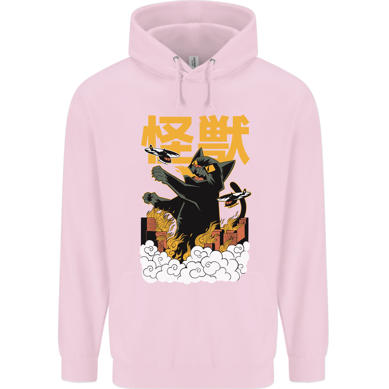 Catzilla Funny Cat Monster Parody Mens 80% Cotton Hoodie Light Pink